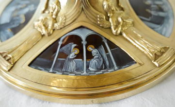 Solid silver gilt antique French Romanesque Chalice.